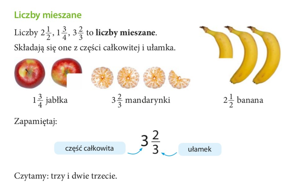 04.03.21. – Kl.2A. – Matematyka. – Liczby mieszane. – Stowarzyszenie na Zamień Ułamki Na Liczby Mieszane