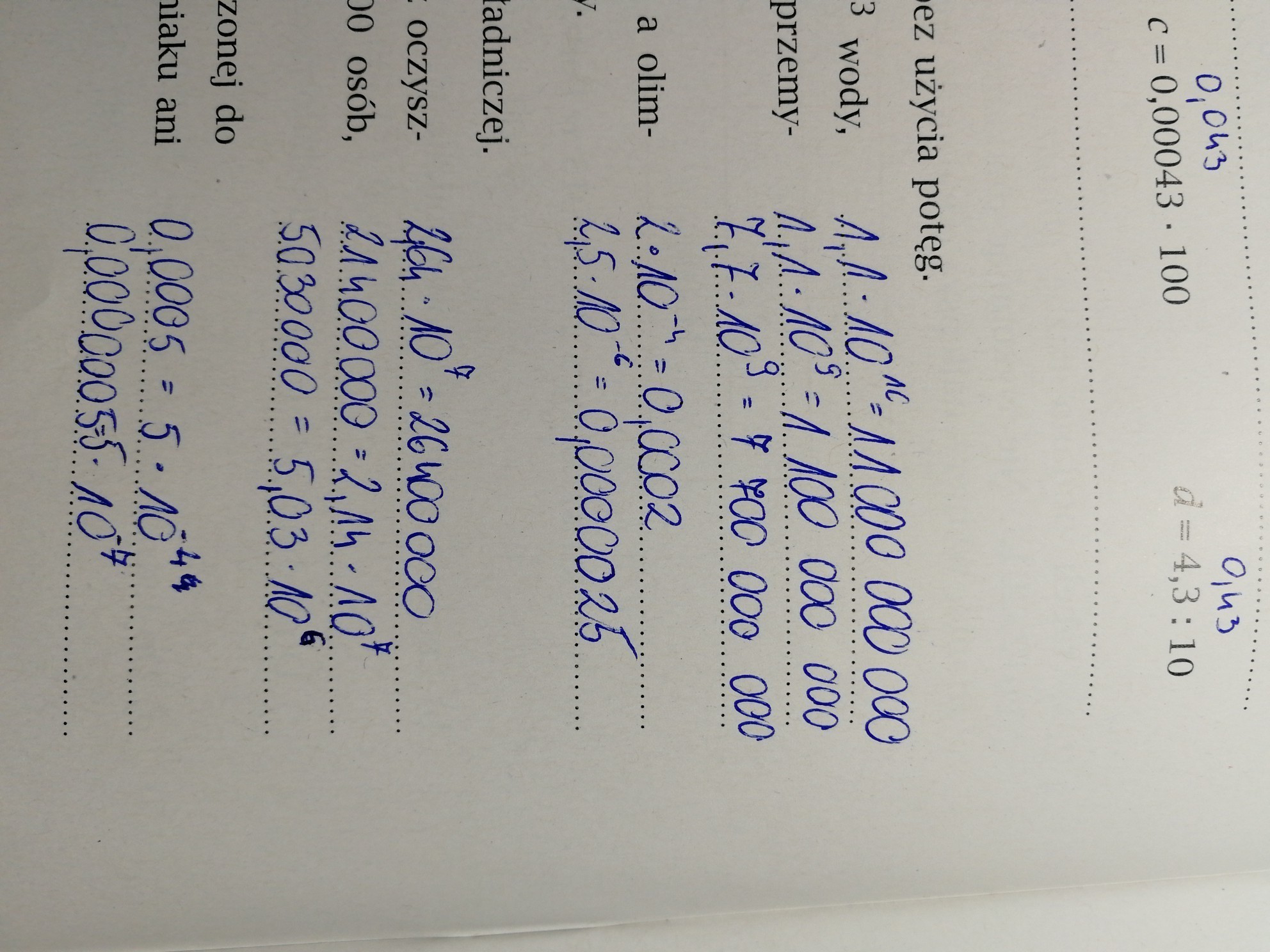 Liczby Podane W Notacji Wykładniczej Zapisz Bez Użycia Potęg