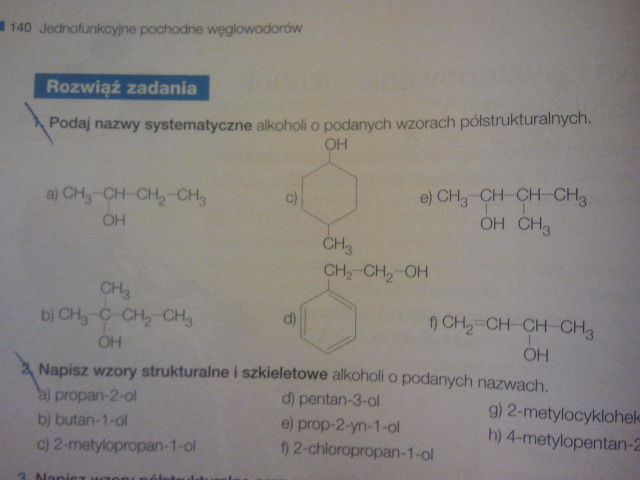Podaj Nazwy Systematyczne Alkoholi O Podanych Wzorach Półstrukturalnych