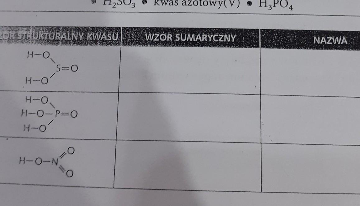 1. Przyporządkuj wzory sumaryczne i nazwy do wzorów strukturalnych Napisz Nazwy Kwasów O Podanych Wzorach Sumarycznych