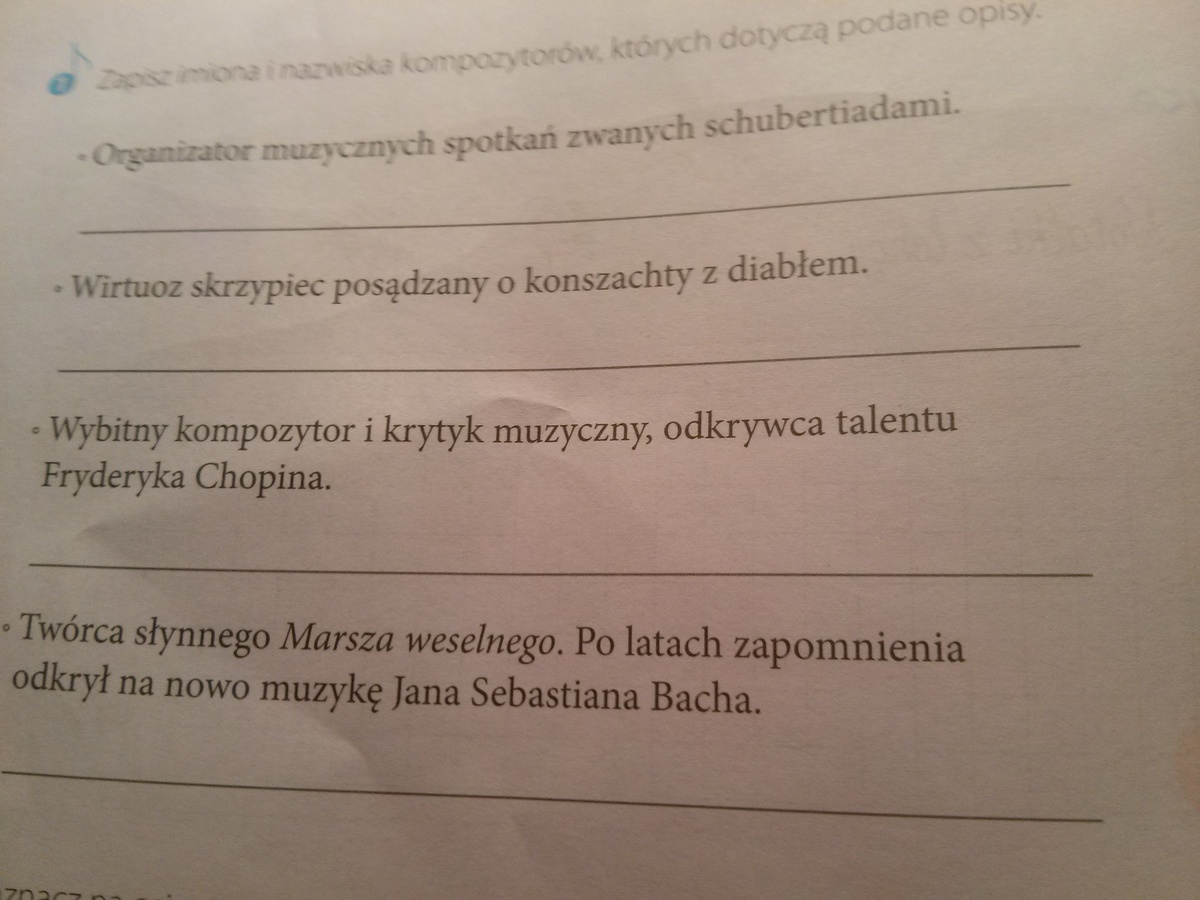 Zapisz Imiona I Nazwiska Osób Których Dotyczą Podane Opisy