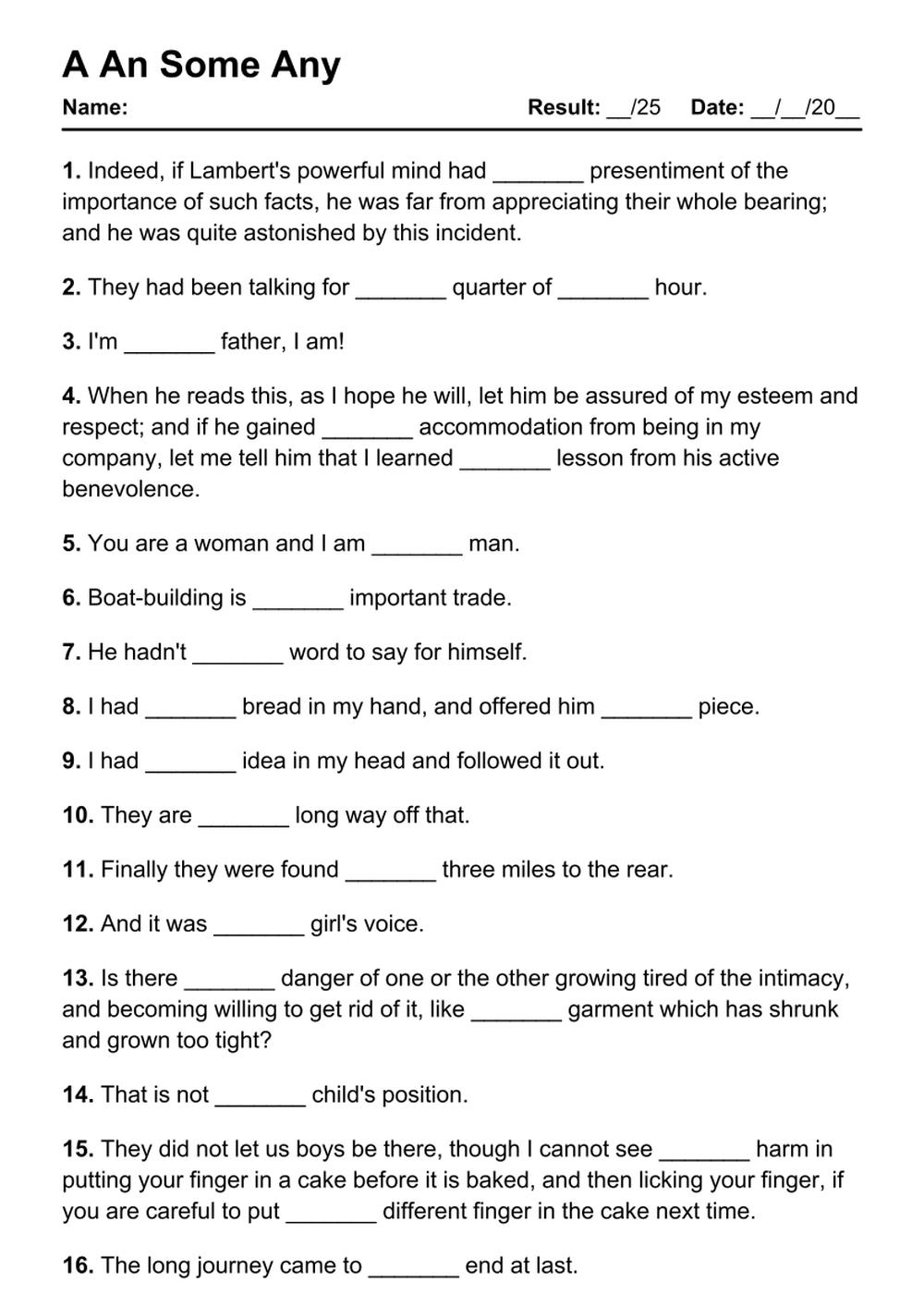 101 A An Some Any PDF Worksheets with Answers - Grammarism Some Any A An Exercises Pdf