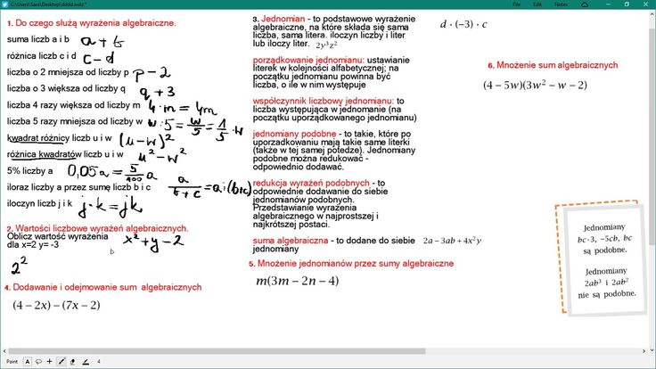 Test Wyrażenia Algebraiczne Klasa 7