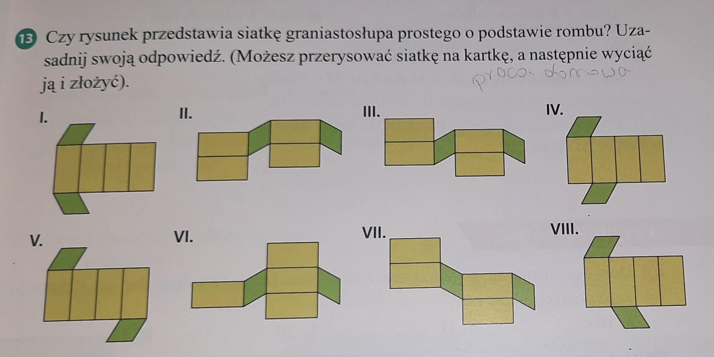13 Czy rysunek przedstawia siatkę graniastosłupa prostego o podstawie Siatka Graniastosłupa Prostego O Podstawie Rombu