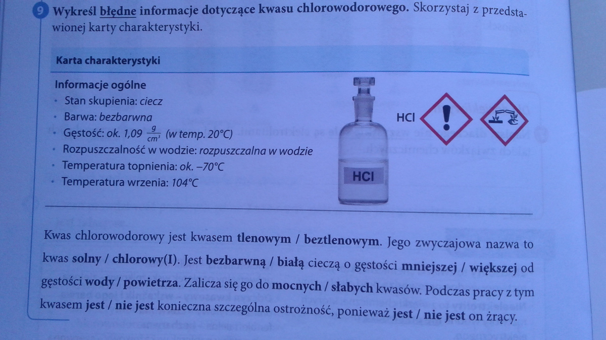 Napisz Wzór Sumaryczny I Strukturalny Kwasu Chlorowodorowego