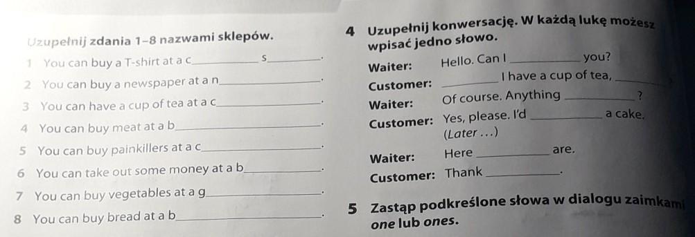 Uzupelnij Zdania Rodzajami Produktow I Nazwami Sklepow