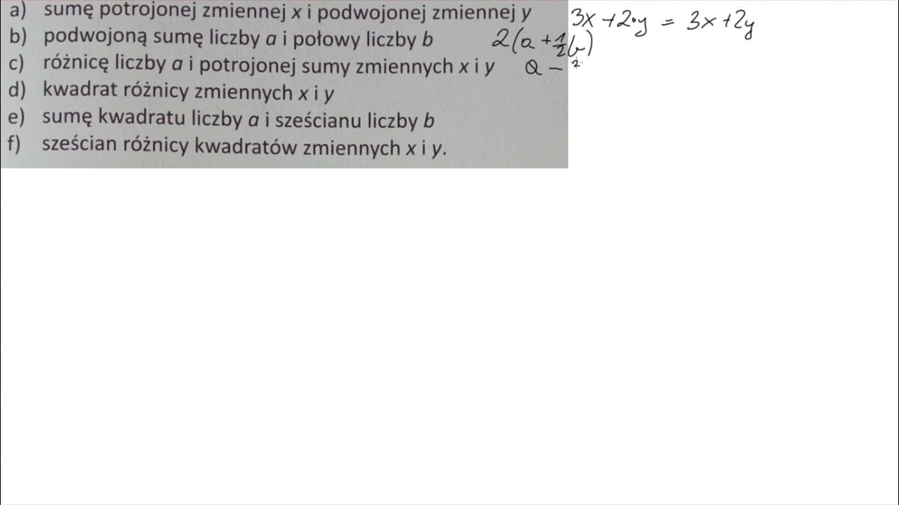 2 31 Zapisz w postaci wyrażeń algebraicznych - YouTube Zapisz W Postaci Wyrażeń Dwumianowanych