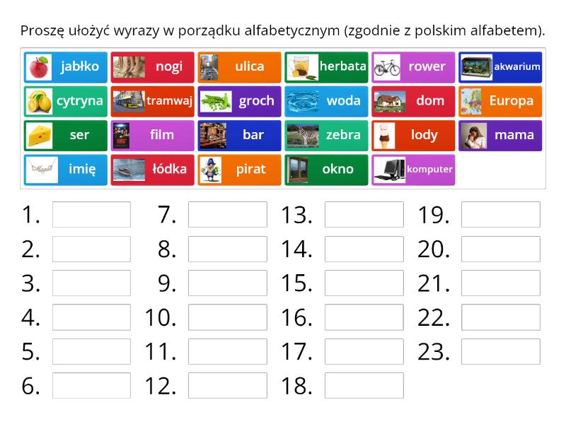 Ułóż Wyrazy W Kolejności Alfabetycznej Klasa 2