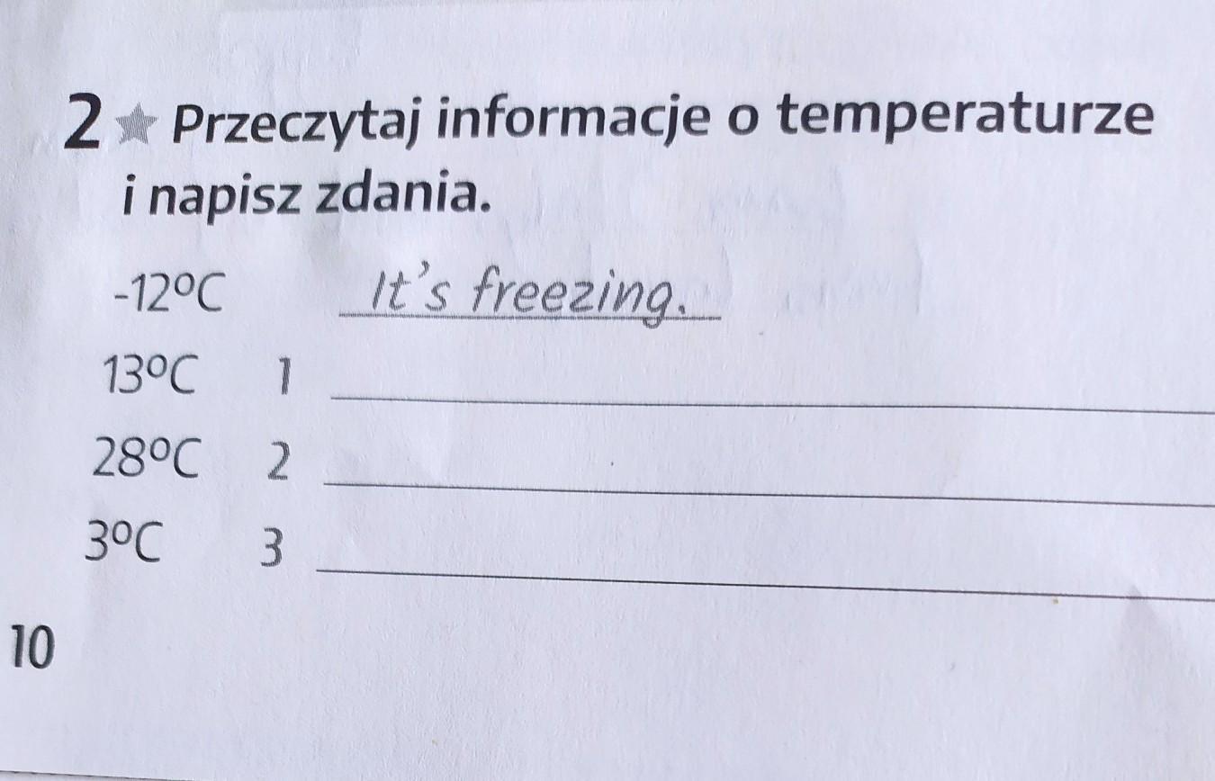 Przeczytaj Informacje O Temperaturze I Napisz Zdania