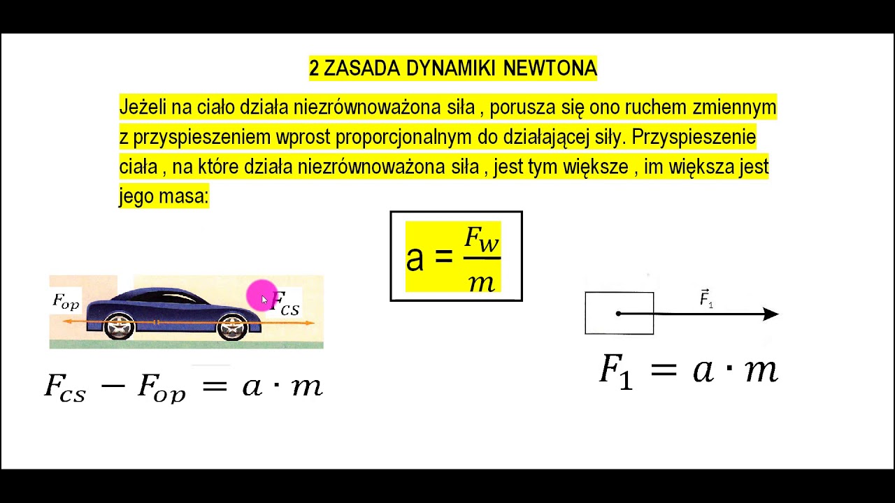 2 zasada dynamiki Newtona - YouTube Druga Zasada Dynamiki Newtona Definicja