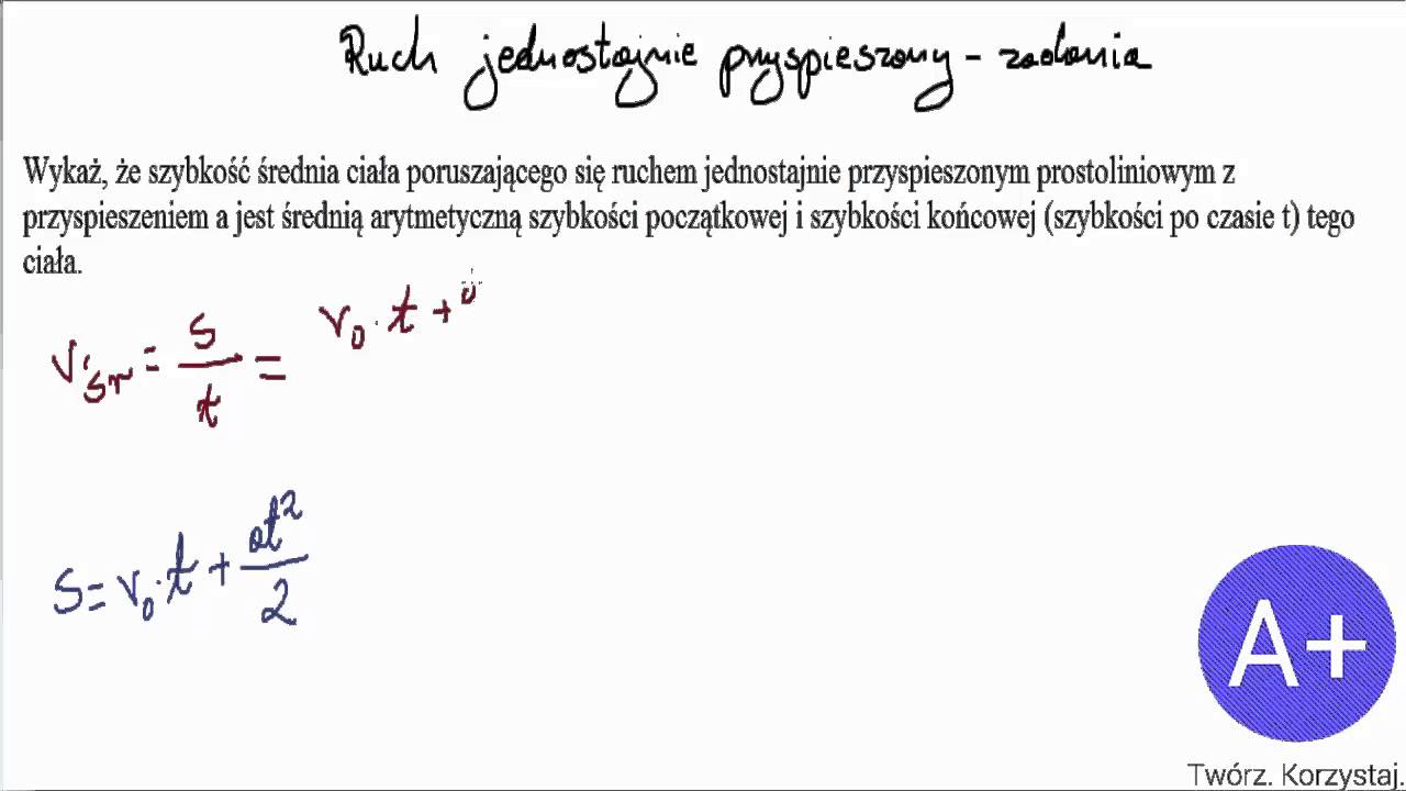 27. Ruch jednostajnie przyspieszony zadania cz. 1 - YouTube Wzory Na Czas Droge I Predkosc