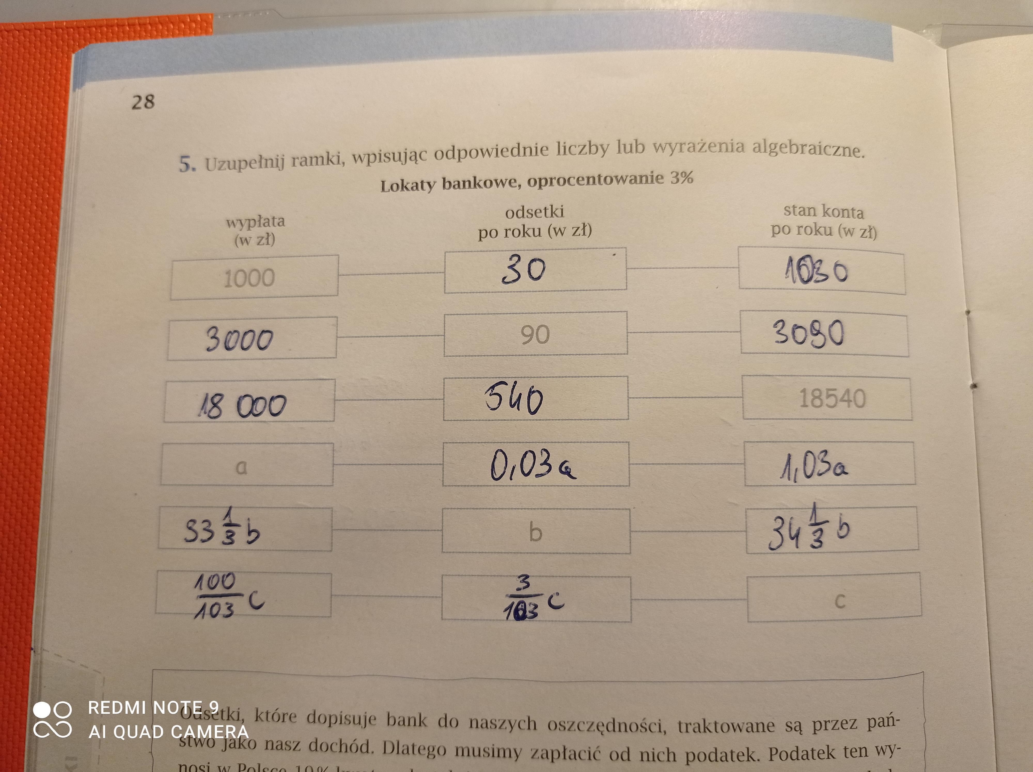 28 5. Uzupełnij ramki, wpisując odpowiednie liczby lub wyrażenia Uzupelnij Tabele Wpisujac Odpowiednie Liczby Lub Wyrazenia Algebraiczne