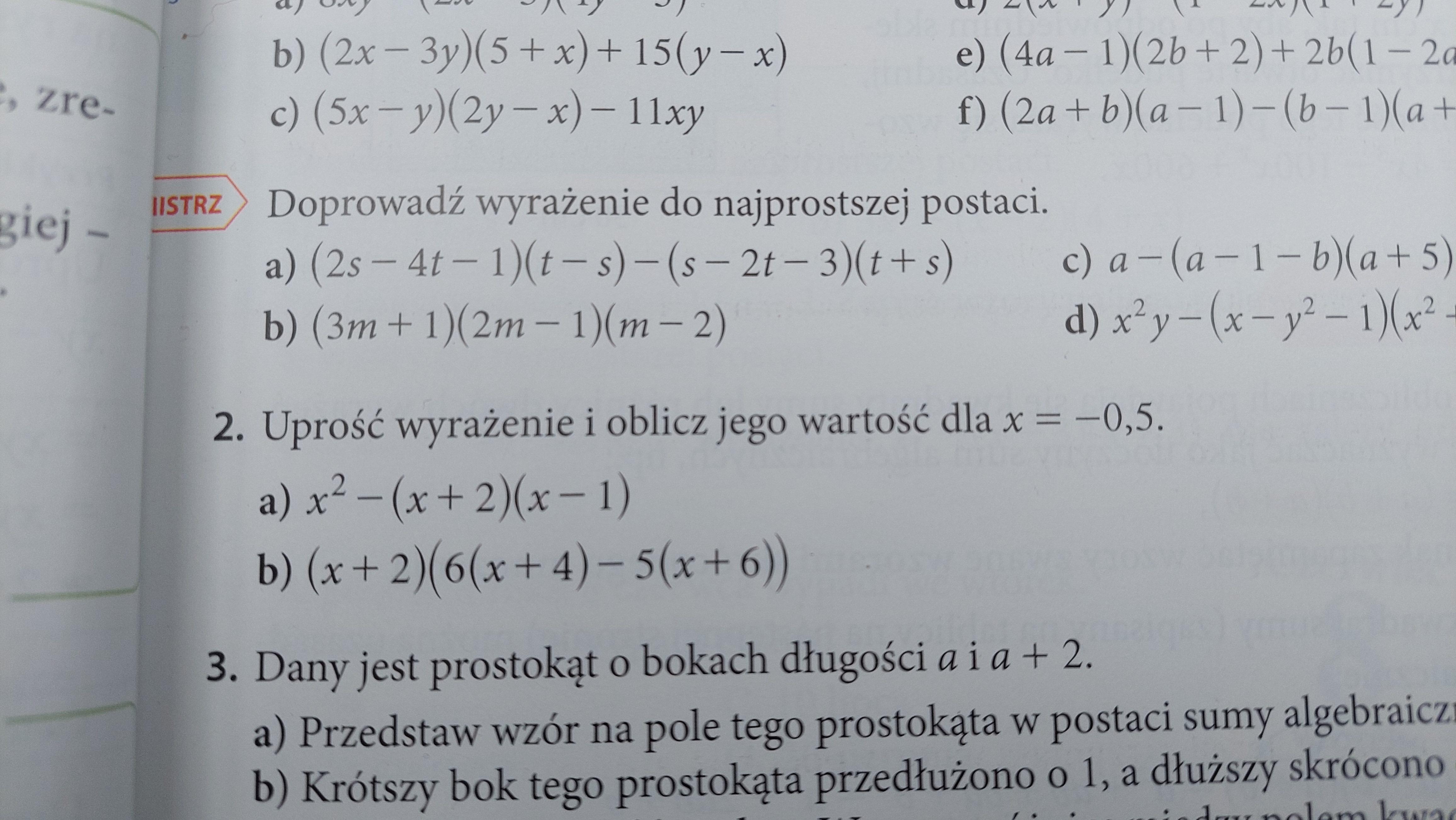 2.Uprość wyrażenie i oblicz jego wartość dla x= -0 5. - Brainly.pl Uprosc Wyrazenie I Oblicz Jego Wartosc Dla X 0 5