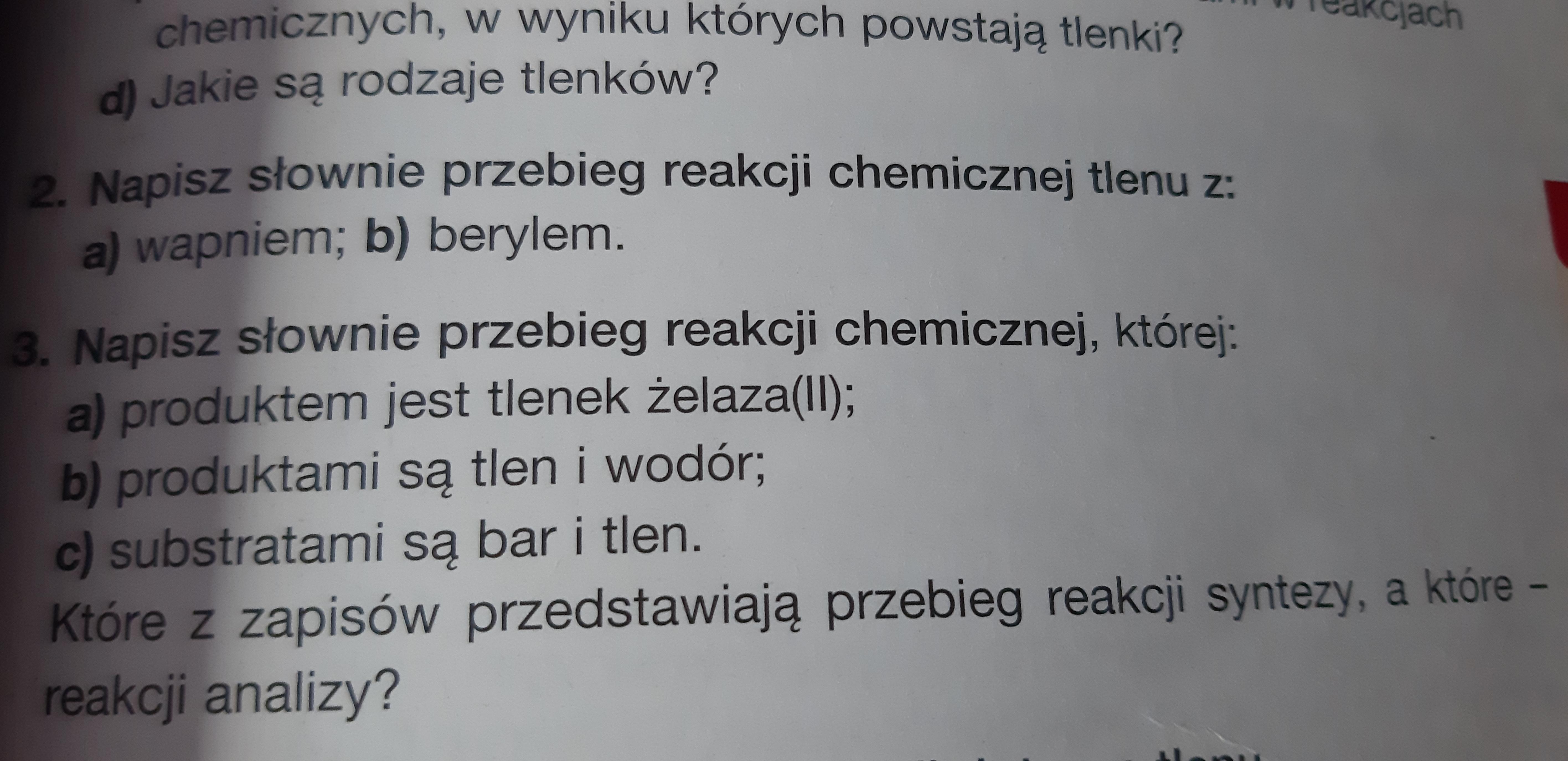 Napisz Slownie Przebieg Reakcji Chemicznej Tlenu Z