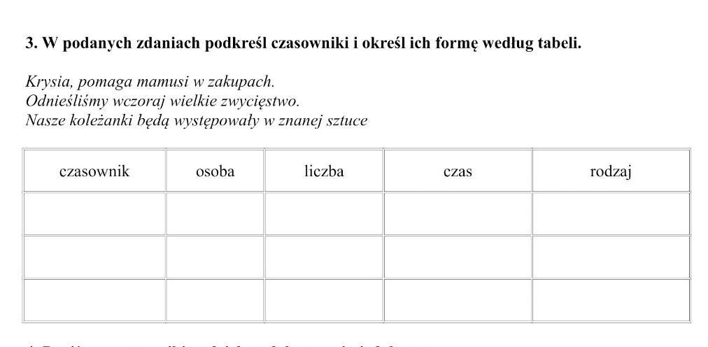 Określ Formy Podanych Czasowników A Następnie Zastosuj Je W Zdaniach