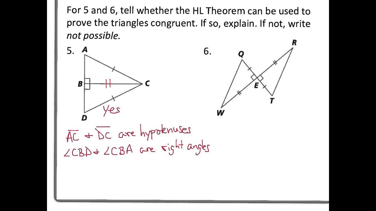 4-6 Congruence in Right Triangles - YouTube Congruence In Right Triangles Quiz Part 2