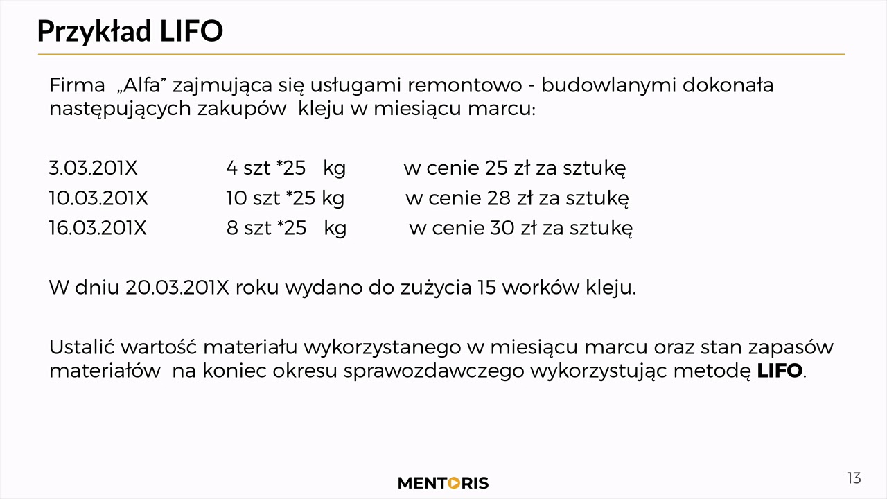 4. [AKTUALIZACJA] Metoda LIFO - YouTube Metoda Lifo I Fifo Zadania Z Rozwiązaniami