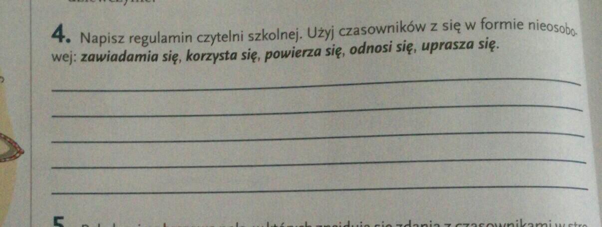 Napisz Regulamin Czytelni Szkolnej Użyj Czasowników
