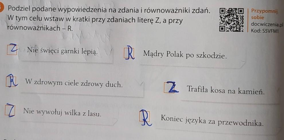 4 Podziel podane wypowiedzenia na zdania i równoważniki zdań.W tym celu Podziel Podane Wypowiedzenia Na Zdania I Równoważniki Zdań