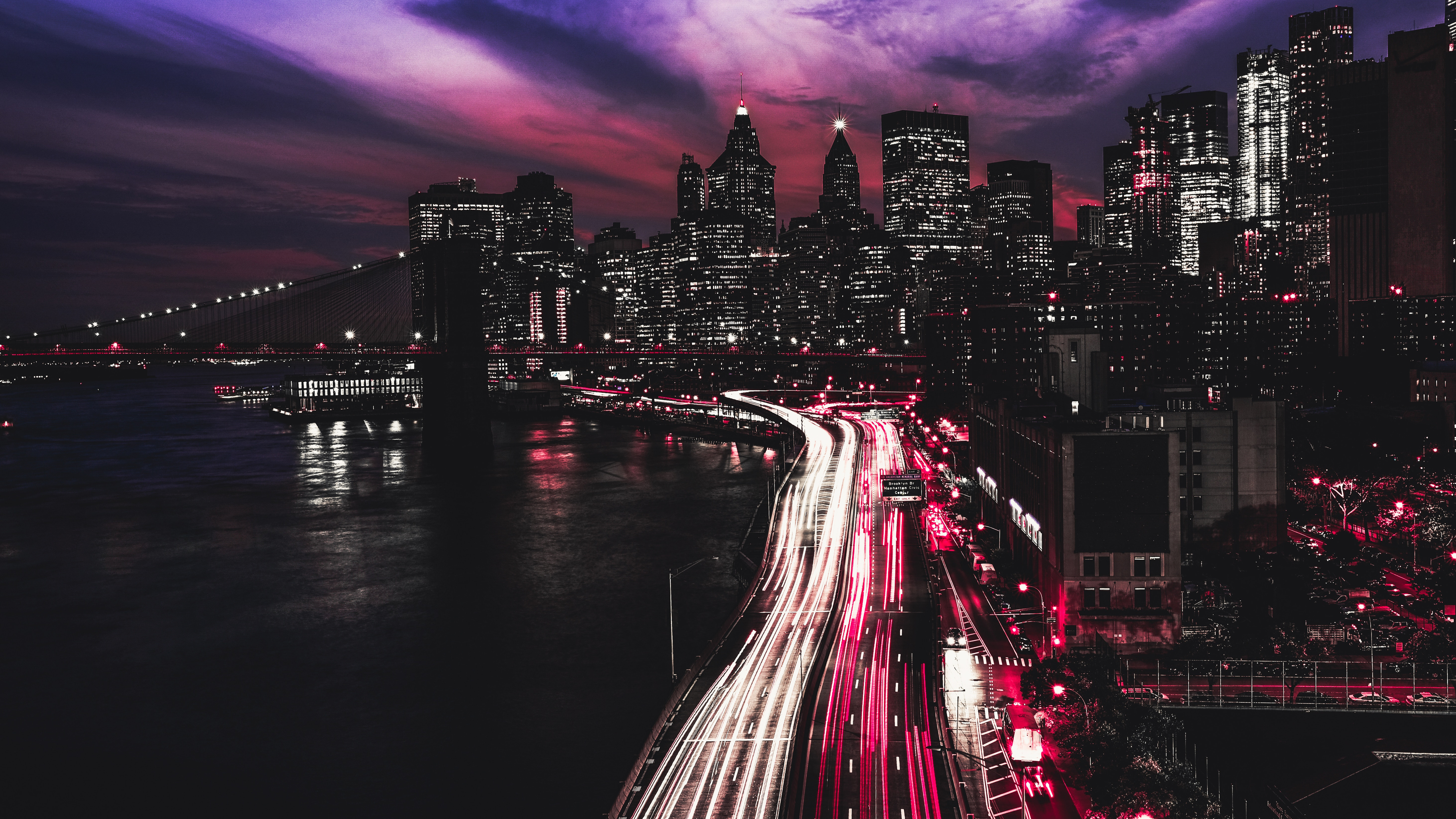 5120x2880 Manhattan City At Night 5k HD 4k Wallpapers, Images City In The Night Wallpaper
