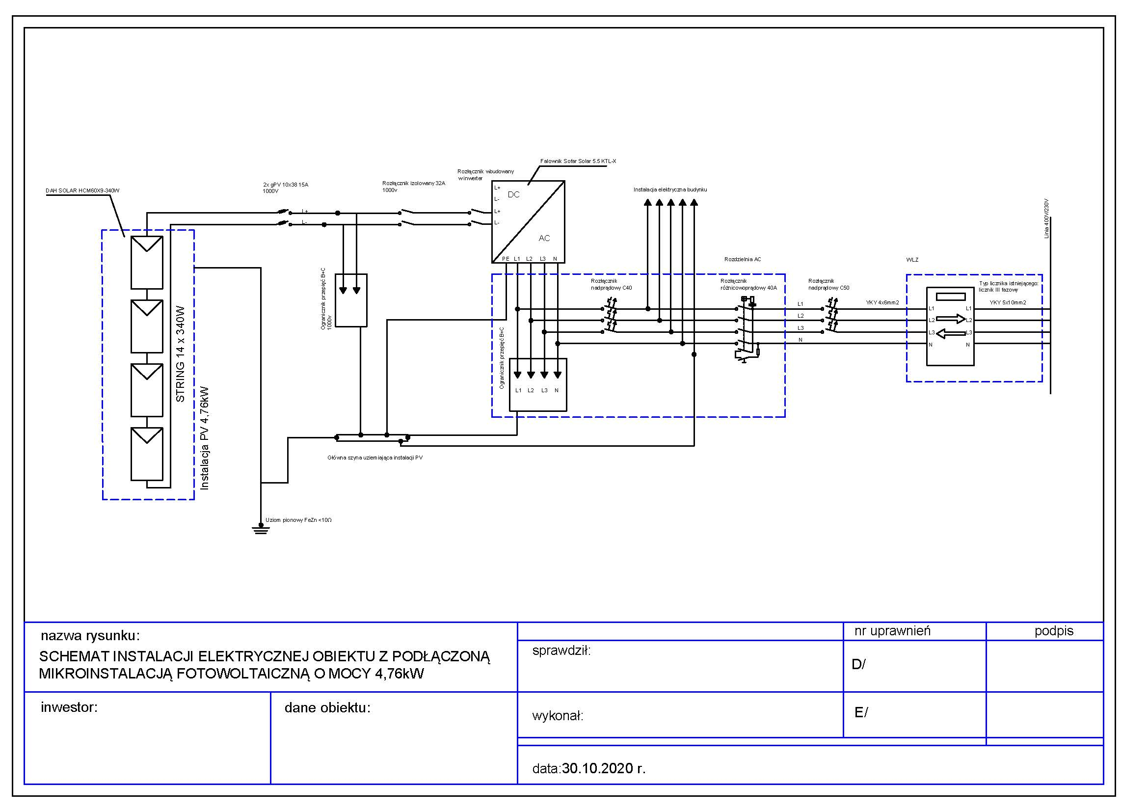 6 KWp photovoltaic installation - diagram and connection method - 4 Schemat Instalacji Fotowoltaicznej Z Magazynem Energii