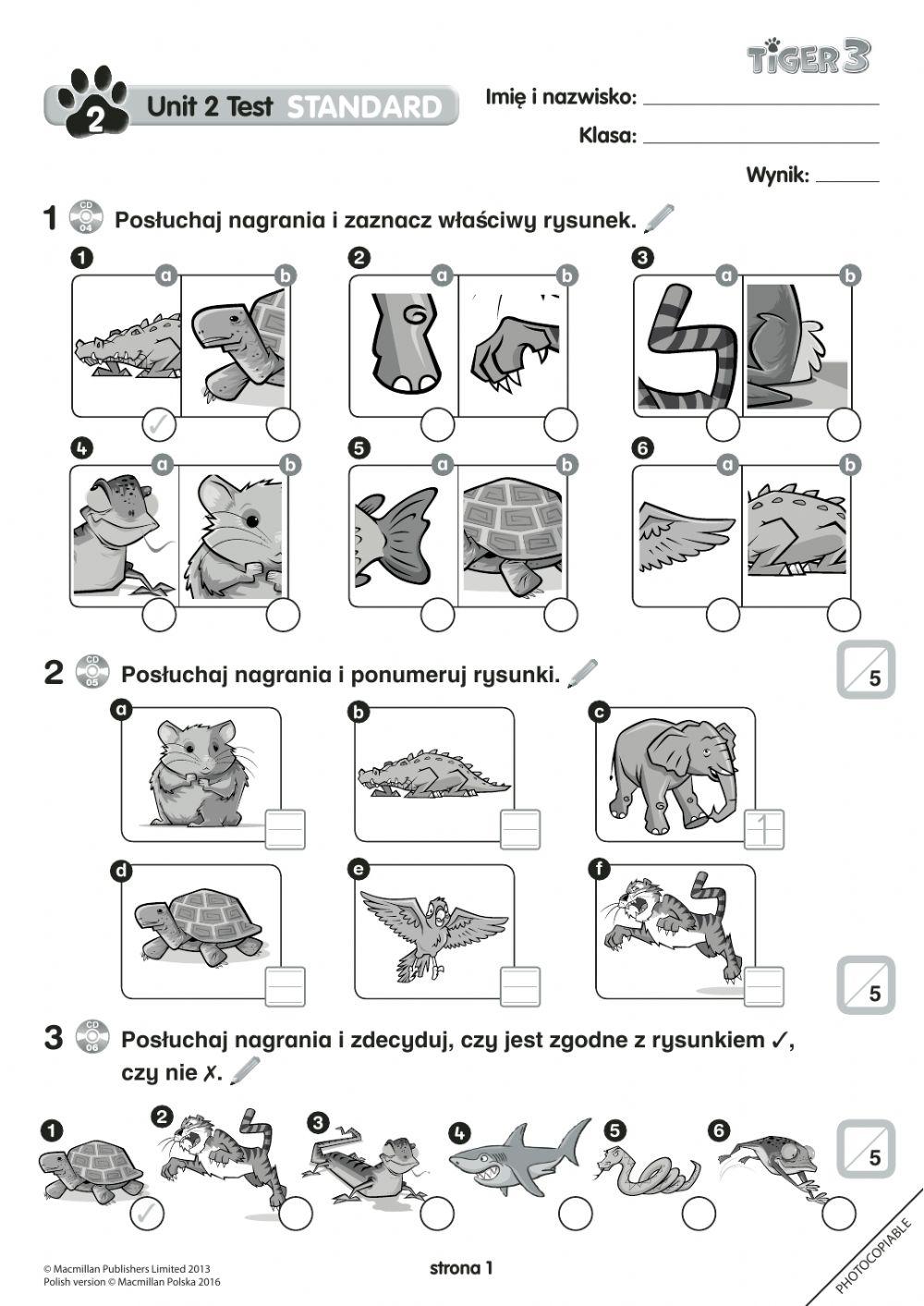 6291744 | Tiger 3 Test Unit 2 | kasiama | LiveWorksheets Tiger Friends 3 Unit 2 Test