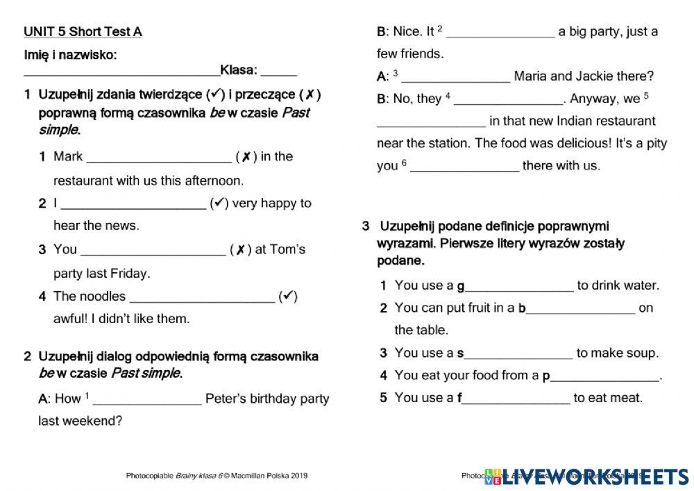Brainy Klasa 6 Testy Pdf Unit 5