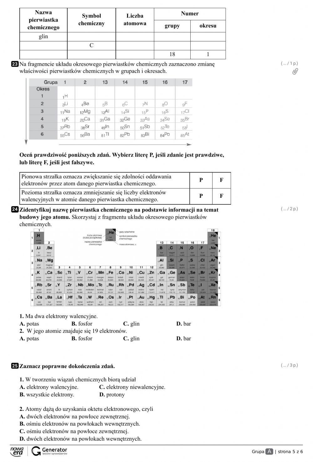 Chemia Klasa 7 Dzial 2 Test