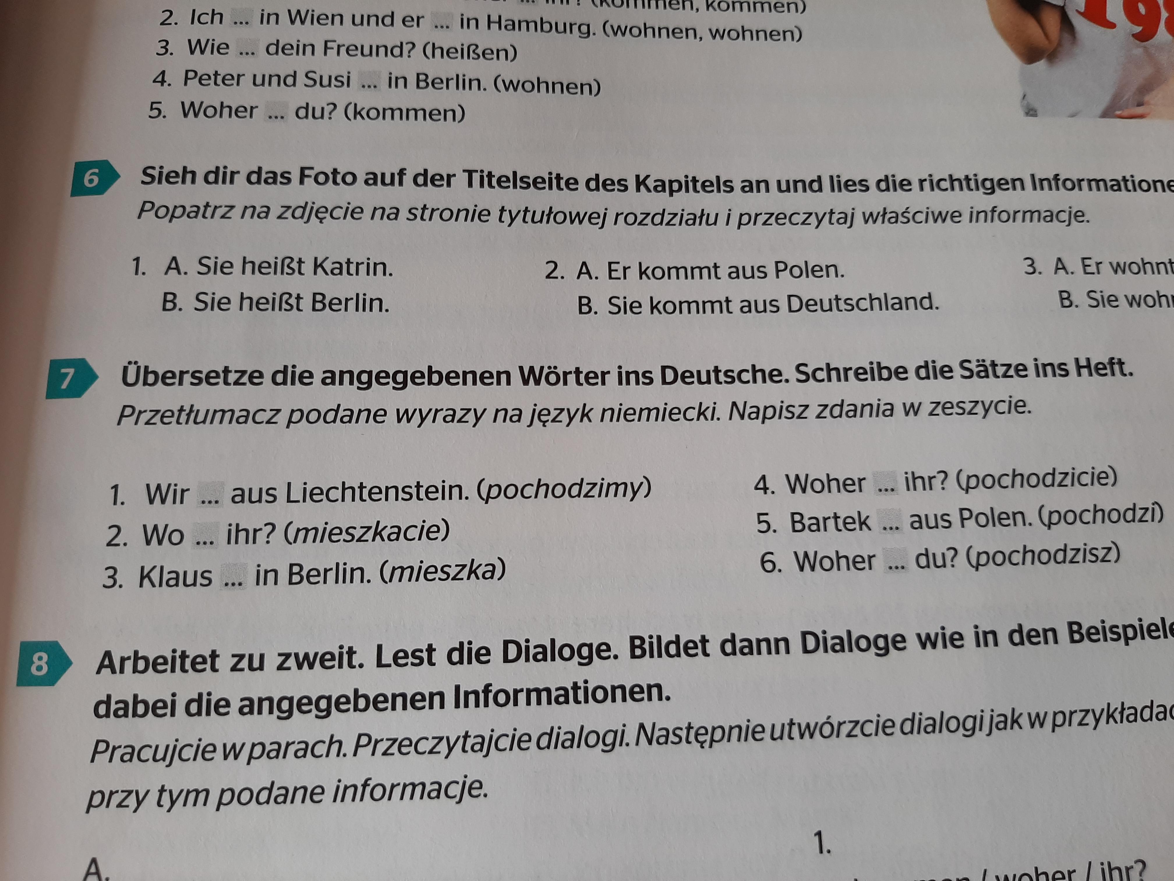 7. Przetłumacz podane wyrazy na język niemiecki. Napisz zdania w Przetłumacz Zdania Na Język Niemiecki I Napisz Je W Zeszycie