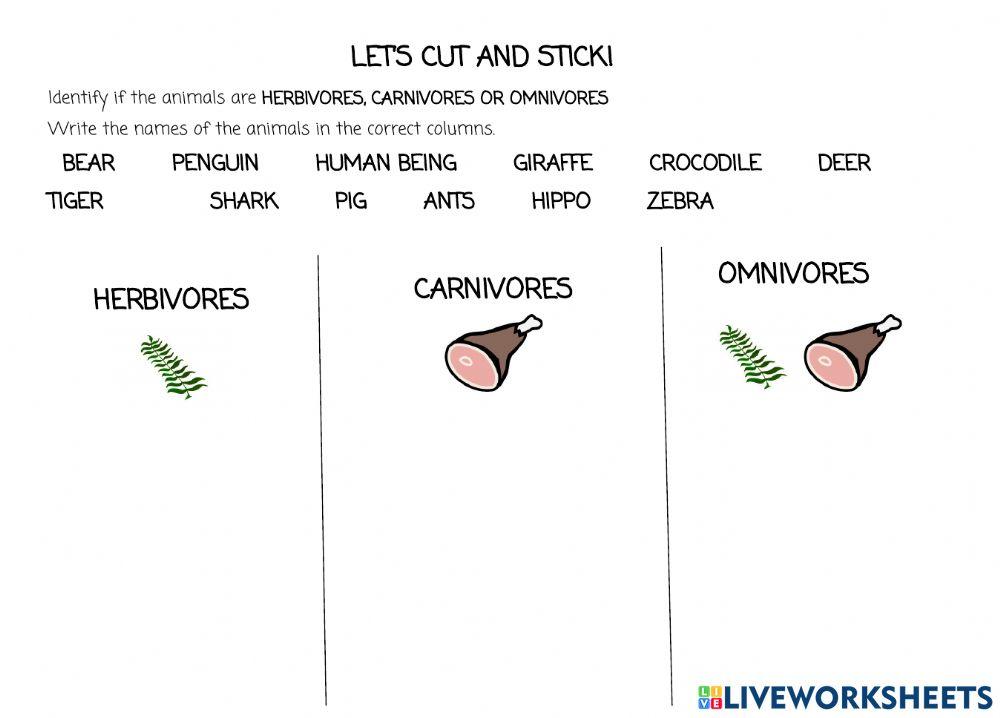 797930 | Herbivores, Carnivores and Omnivores Herbivores Omnivores Carnivores Oh My Worksheet Answer Key