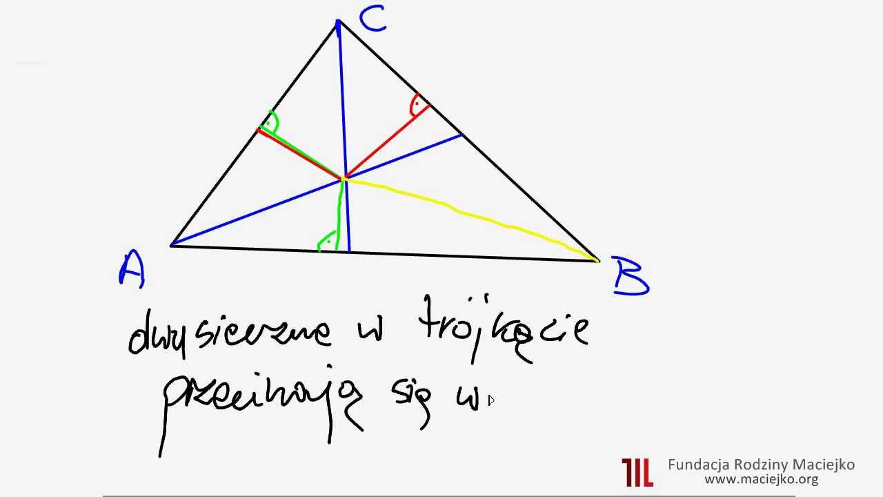 8/15 Dwusieczne w trójkącie - Figury płaskie I - YouTube Punkt P Należy Do Dwusiecznej Kąta Prostego