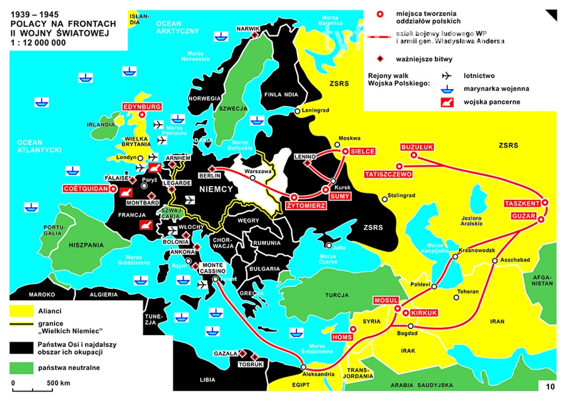 9. Polacy na frontach II wojny światowej 1940–1945 Historia Klasa 8 Test Ii Wojna światowa