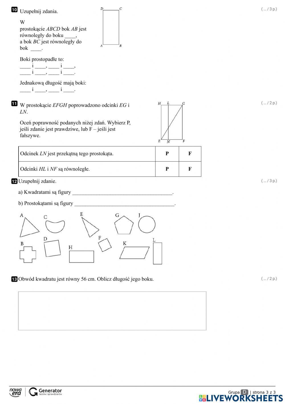 Figury Geometryczne Klasa 4