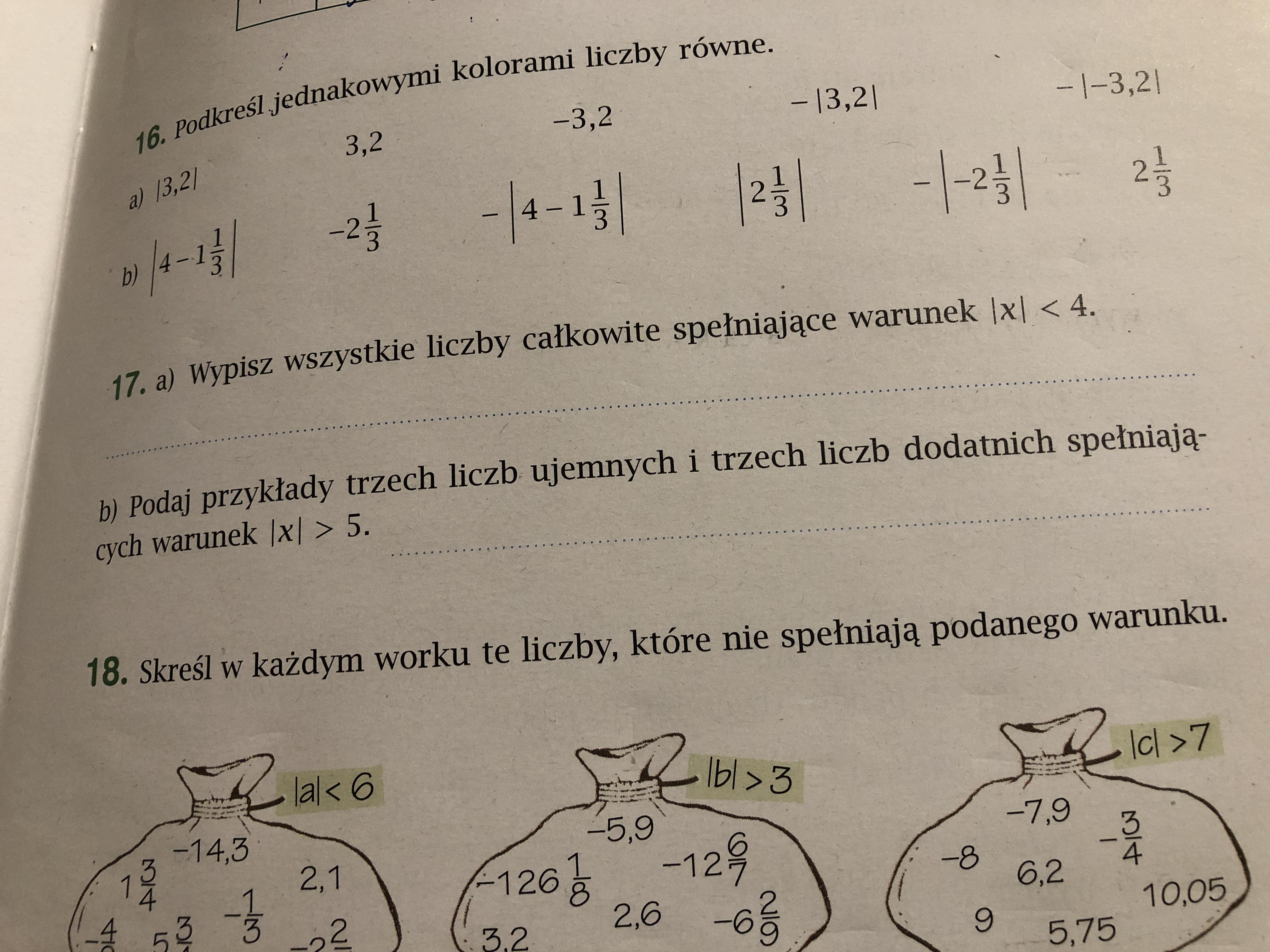 a) Wypisz wszystkie liczby całkowite spełniające warunek |x| Uzupełnij Zdania Liczbami Z Worka Wykorzystaj Przy Tym Wszystkie Liczby