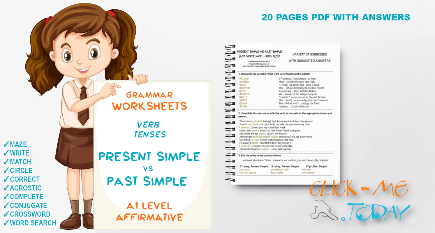 A1 - PRESENT SIMPLE VS PAST SIMPLE (REGULAR VERBS) WORKSHEETS PDF English Class A1 Pdf Download