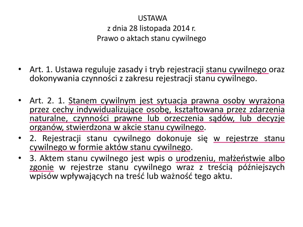 Ustawa O Aktach Stanu Cywilnego