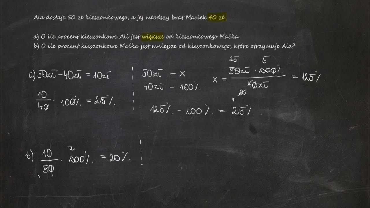 Ala dostaje 50 zł kieszonkowego, a jej młodszy brat Maciek 40 zł. a) O Ala Dostaje 50 Zł Kieszonkowego