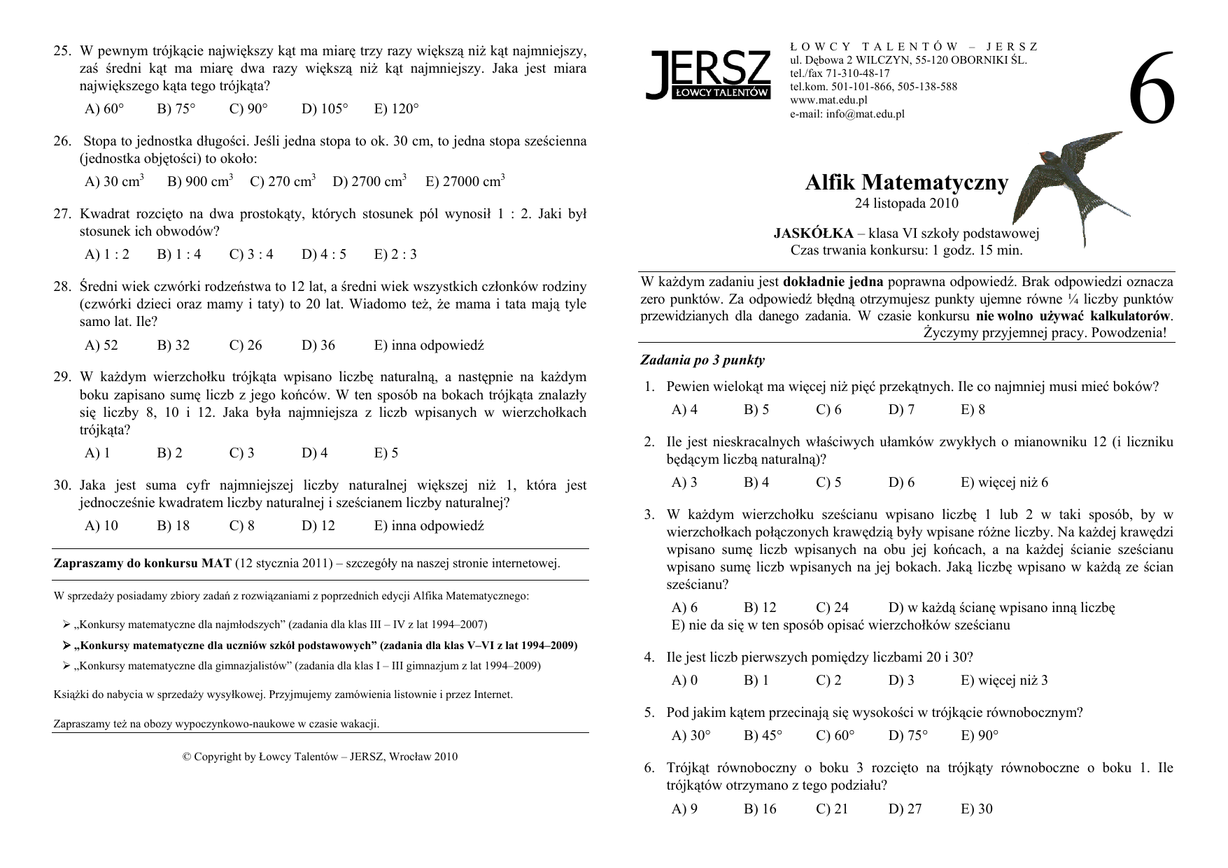 Alfik Matematyczny Zadania Klasa 3 2012