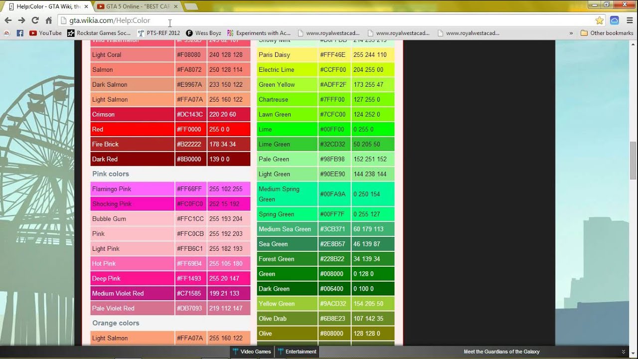 Gta 5 Modded Colors Hex Codes