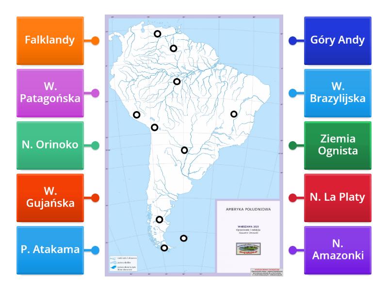 AMERYKA POLUDNIOWA - MAPA FIZYCZNA - Labelled diagram Sprawdzian Geografia Klasa 8 Ameryka Polnocna I Poludniowa Odpowiedzi