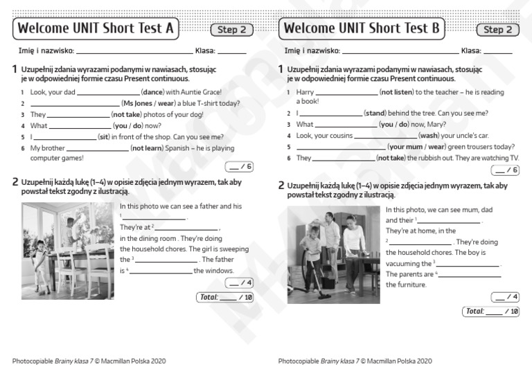 Angielski Brainy_kl6_Short_tests_Welcome_unit_Step_2 | PDF Test Kompetencji Angielski Klasa 6 Pdf