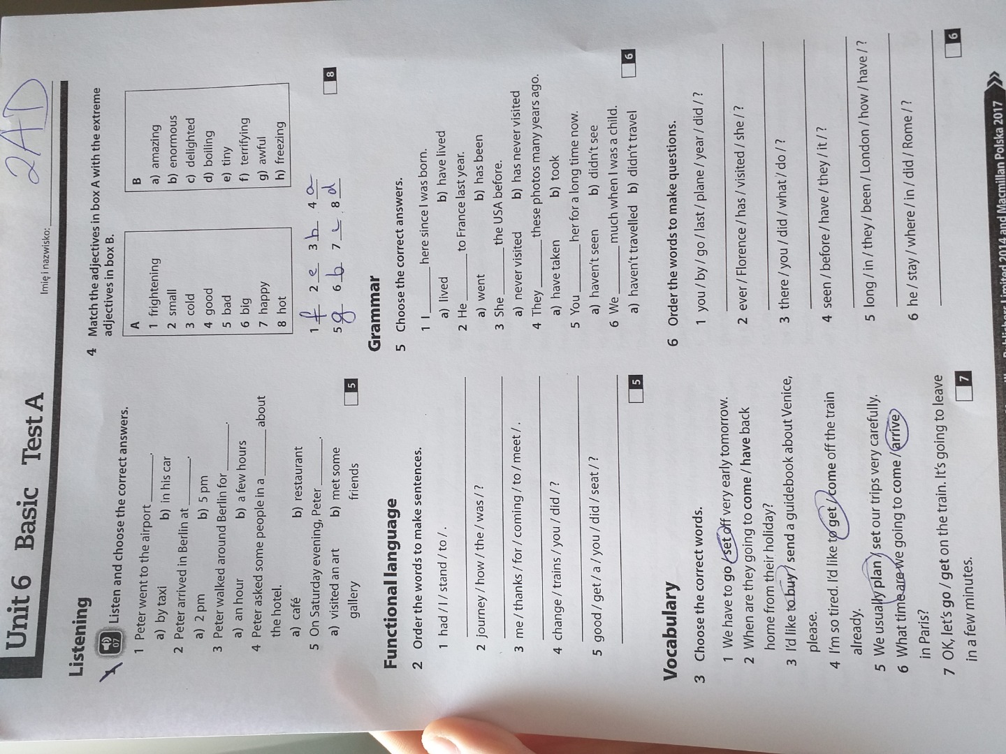 Angielski Unit 6 BASIC gr a prosze fast – zadania, ściągi i testy Sprawdzian Z Angielskiego Klasa 6 Unit 1 Odpowiedzi