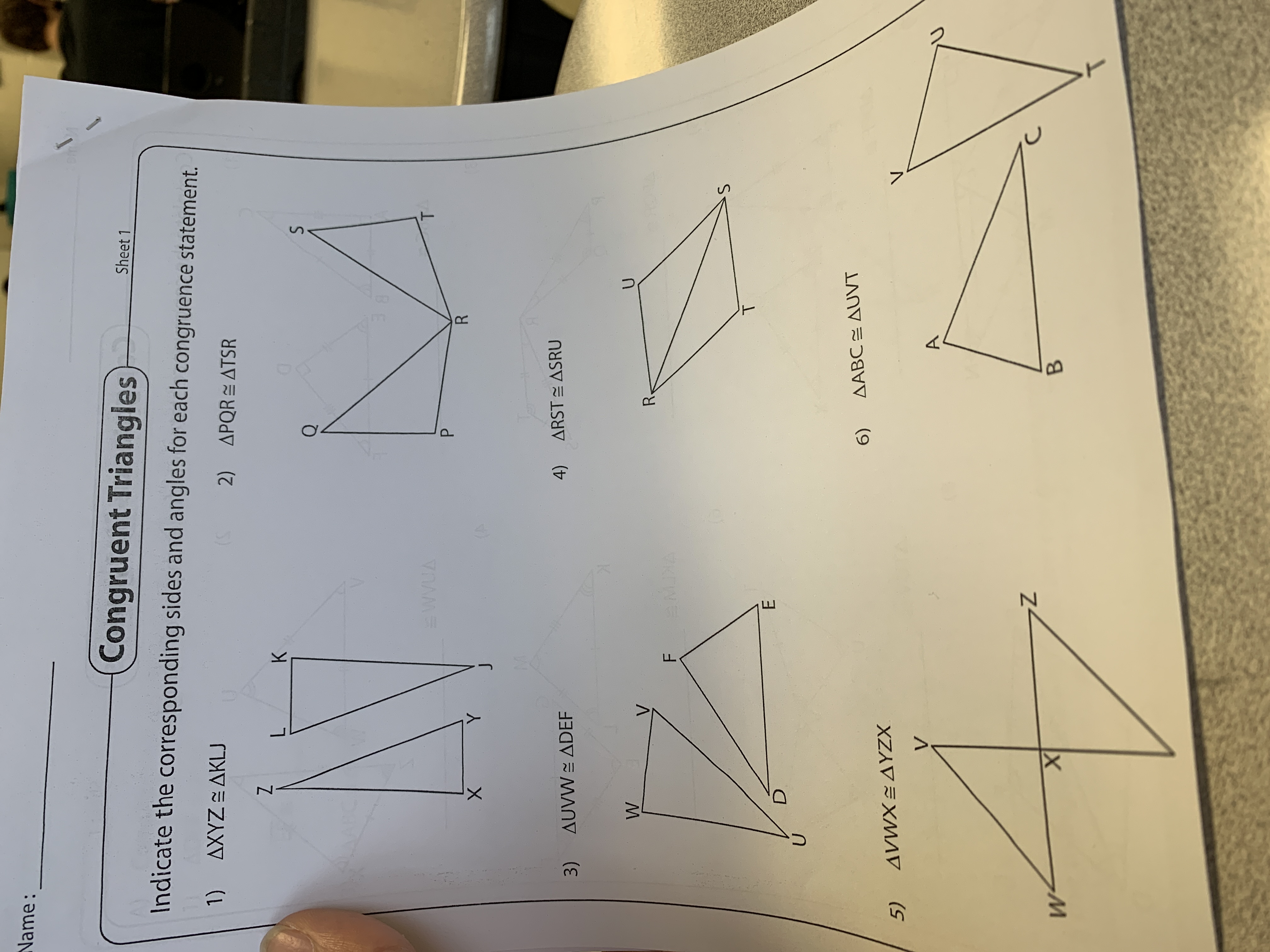 Answered: Congruent Triangles) Sheet 1 Indicate… | bartleby Unit 4 Congruent Triangles Homework 1