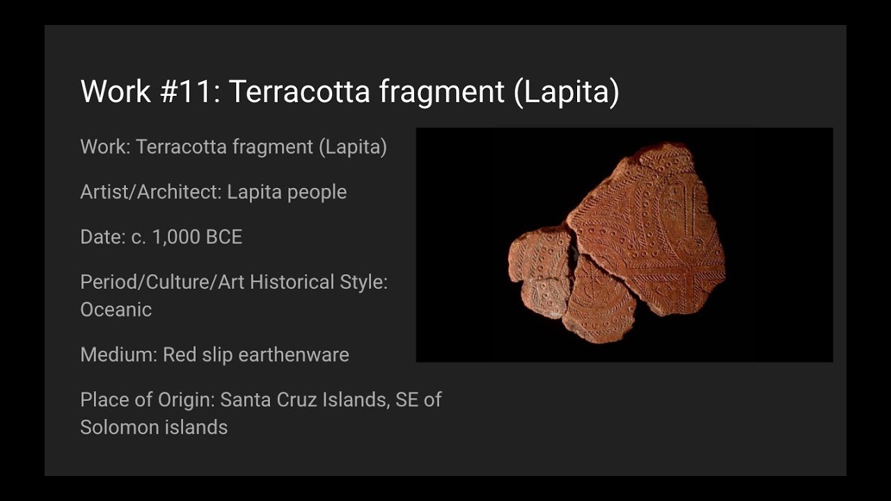 AP Art History Work #11: Terracotta fragment (Lapita) - YouTube Terra Cotta Fragment Ap Art History