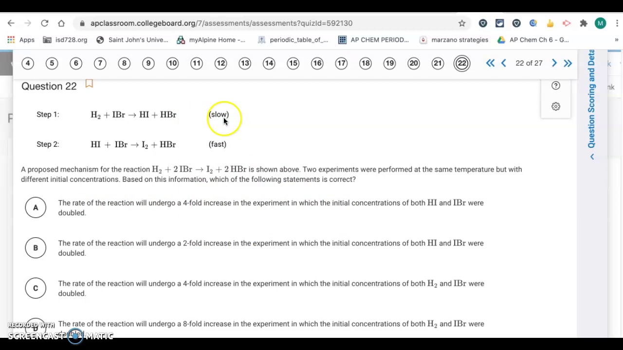 Ap Chemistry Unit 5 Progress Check Mcq