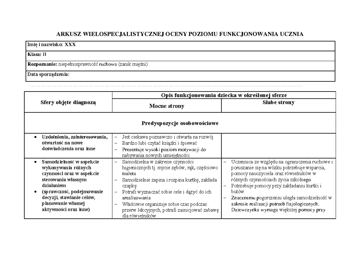 Arkusz Wopfu Aneta Maniak - ARKUSZ WIELOSPECJALISTYCZNEJ OCENY POZIOMU Arkusz Zaliczeń Ucznia Ubiegającego Się O Kartę Rowerową Do Druku
