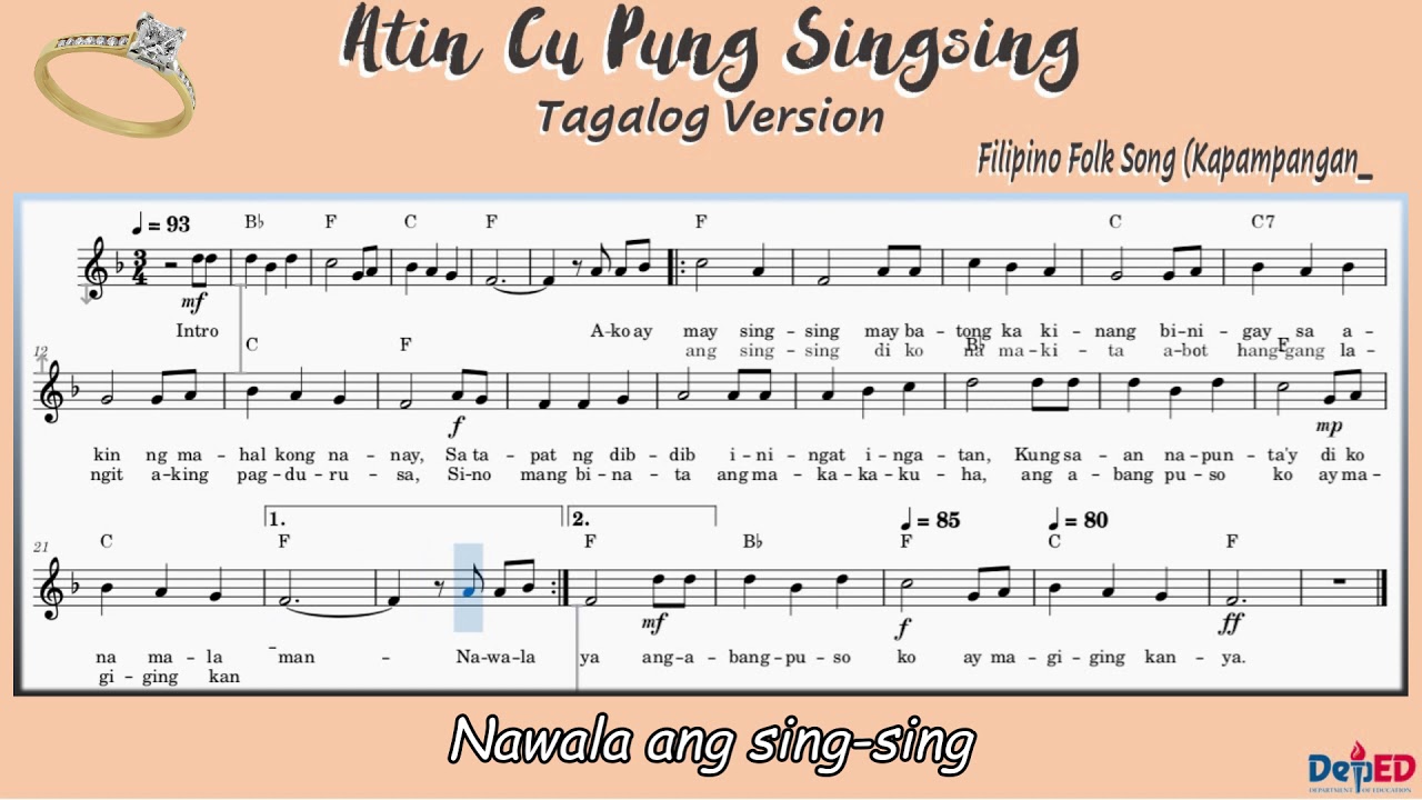 Atin Cu Pung Singsing Lyrics Tagalog