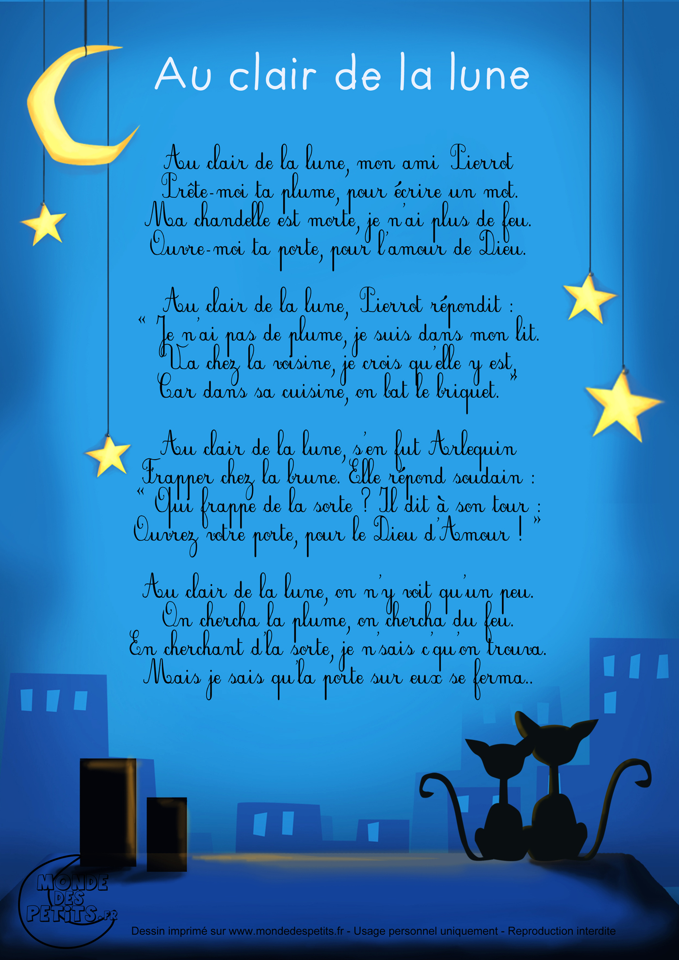 Au Clair De La Lune Paroles