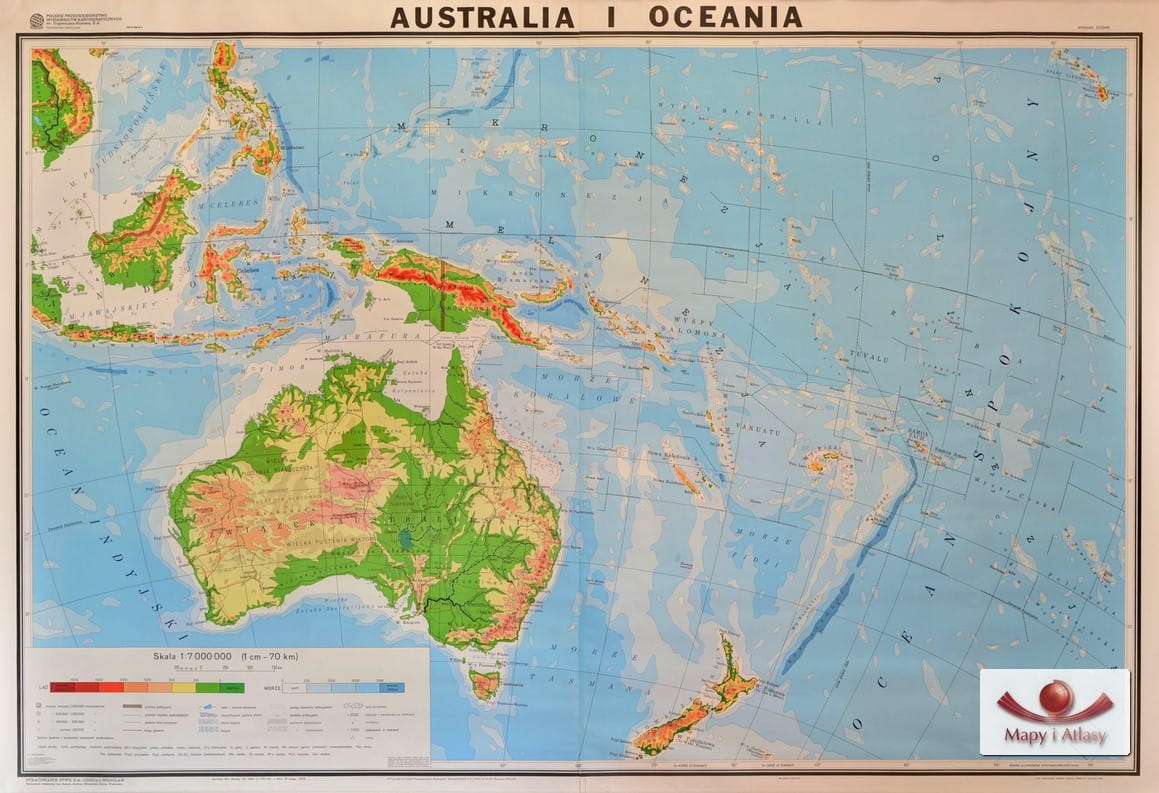 Australia I Oceania Mapa Fizyczna
