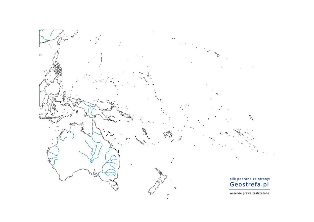 Australia I Oceania Mapa Konturowa